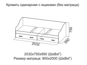 Кровать одинарная с ящиками (Без матраца 0,9*2,0) в Еманжелинске - emanzhelinsk.magazin-mebel74.ru | фото